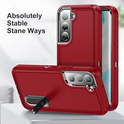 for Samsung Galaxy S22 Plus Case Galaxy S22+ Case with Kickstand Case 3-Layer Military Grade Protective Case Cover Silicone Rugged Shockproof for Galaxy S22 Plus S22+ Phone Case Red+Black