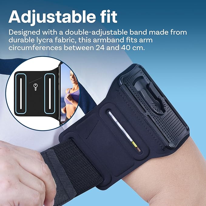 MMOBIEL Running Armband Phone Holder 360° Rotatable & Detachable – Fits iPhone 16, 15, 14, 13 Pro Max, Samsung Galaxy S25, S24, S23 – Adjustable Sports Arm Band for 4.5-7.5” Smartphones – Black