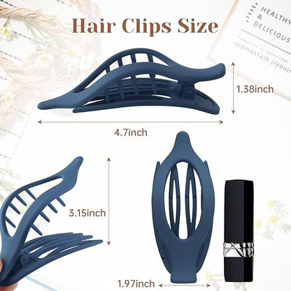 French Flat Hair Clips for Women - 6Pcs Flat Hair Claws for Thin Thick Hair Strong Hold No Slip Grip Hair Claw Clips for Women Girls