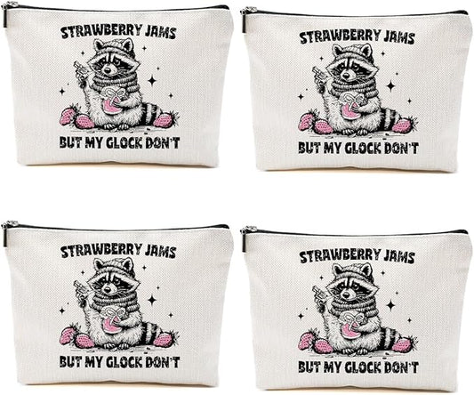 4PCS Raccoon Makeup Bag Sarcastic Humor Cosmetic Bag Funny Pun Animal Raccoon Gifts for Women Friends Sisters Bestie Coworkers Mom Christmas Birthday Gifts Travel Toiletry Bags