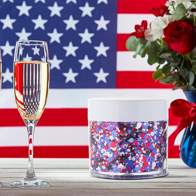 Red White Blue USA Flag Patriotic Memorial Day Face Glitter,4th of July Accessories Independent Day Body Glitter Face Paint,Fourth of July Outfits for Women,Festival Celebrations Makeup