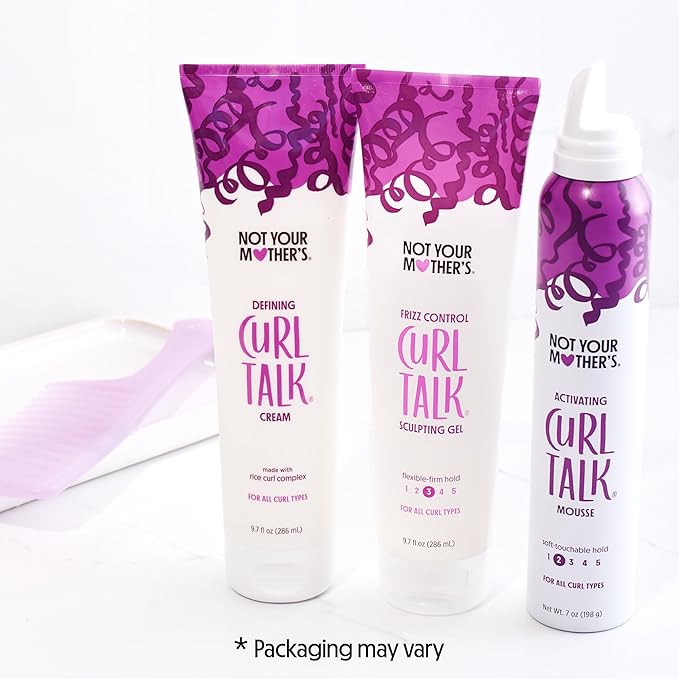 Not Your Mother's Curl Talk Defining Cream, Frizz Control Styling Gel, & Curl Activating Mousse (3-Pack) - Maximize Definition & Control Frizz