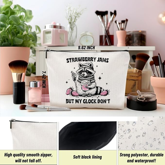 2pcs Raccoon Makeup Bag Sarcastic Humor Cosmetic Bag Funny Pun Animal Raccoon Gifts for Women Friends Sisters Bestie Coworkers Mom Christmas Birthday Gifts Travel Toiletry Bags