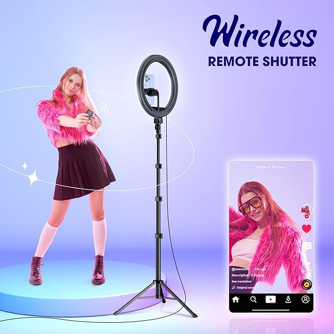 TODI 12" RGB Ring Light with 63" Tripod Stand, 3 CCT Mode and 39 Color Mode Selfie RingLight with Stand, 2-in-1 LED Ring Light with Selfie Remote, for Makeup, Live Stream