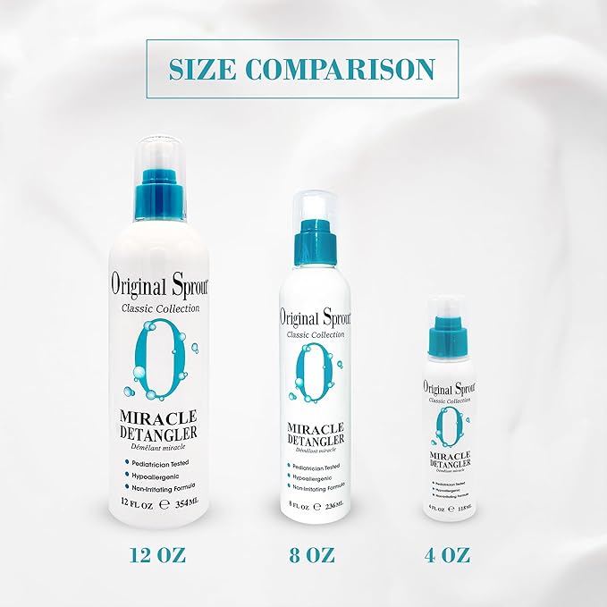 Original Sprout Miracle Detangler Spray, Lightweight Non-Greasy Leave-In Conditioner Spray for All Hair Types, Smooths, Softens & Detangles, Vegan, Cruelty-Free, Safe for Kids & Adults, 8 fl oz