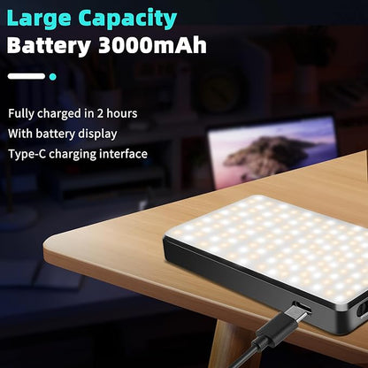 120 LED Selfie Light, Phone Light, 3000Mah Rechargeable Clip Video Light, Adjusted 3 Light Modes, for Phone, Camera, Laptop, iPad, Light for Phone for Selfie, Video Conference, TikTok, Vlog