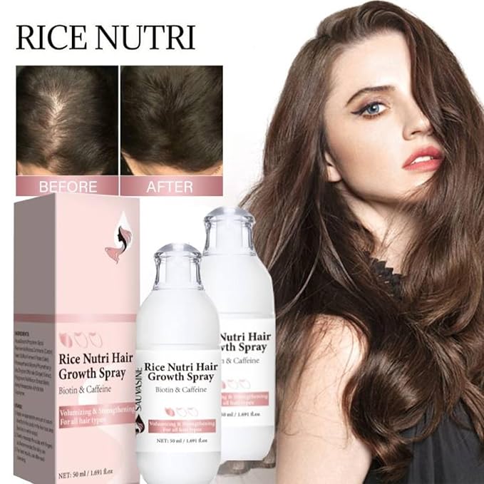 2PCS Rice Nutrient Oil-Free Scalp Care Spray, Rice & Ginger Root Treatment for All Hair Types, Hygienic 1.69 Fl Oz x 2