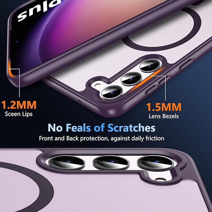 OWKEY for Samsung Galaxy S23 Plus Case 6.6'', Magnetic S23 Plus Case Compatible with Magsafe, [Military Grade Shockproof] Translucent Back Slim Bumper Cover Phone Case Galaxy S23 Plus case, Purple