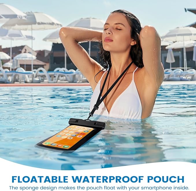 2 Pack Waterproof Phone Pouch, Universal Waterproof Phone Case with Lanyard for iPhone 15/14/13/12/12 Pro Max/Galaxy 21 up to 7.5", IPX8 Waterproof Case Cellphone Dry Bag for Beach Swimming Travel