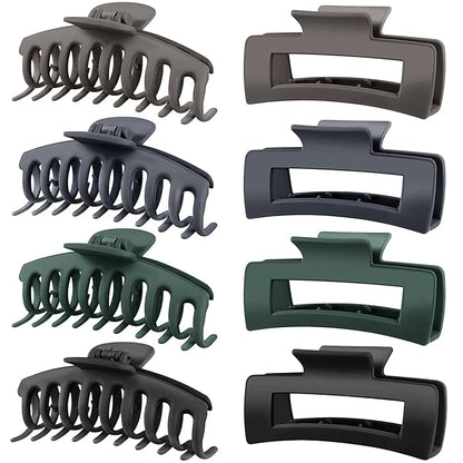TOCESS 8 Pack Big Hair Claw Clips for Women Large Claw Clip for Thin Thick Curly Hair 90's Strong Hold 4.33 Inch Nonslip Neutral Matte Hair Clips