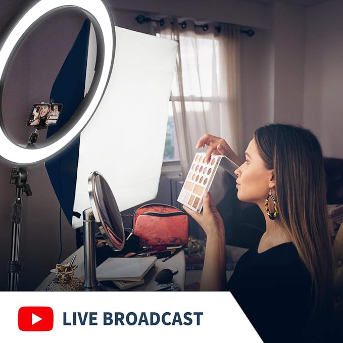 Neewer 20-inch LED Ring Light Kit for Makeup YouTube Video Blogger Salon - Adjustable Color Temperature with Battery or DC Power Option, Battery, Charger, AC Adapter, Phone Clamp and Stand Included