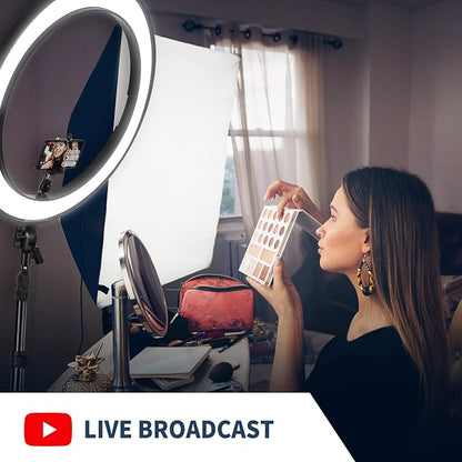 Neewer 20-inch LED Ring Light Kit for Makeup YouTube Video Blogger Salon - Adjustable Color Temperature with Battery or DC Power Option, Battery, Charger, AC Adapter, Phone Clamp and Stand Included