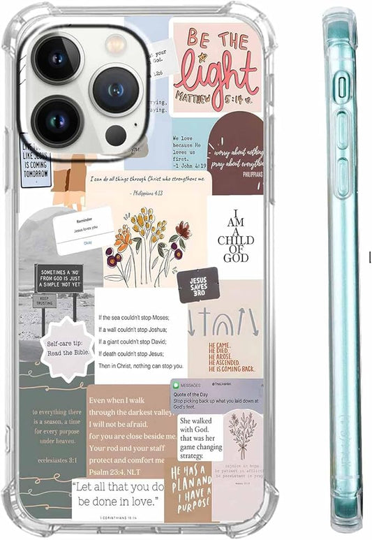 Case for iPhone 12 Pro Max with Christian Design,Christ Jesus Quotes Verse Collage Pattern,Trendy Soft TPU Bumper Phone Cover(12pm,Bible)
