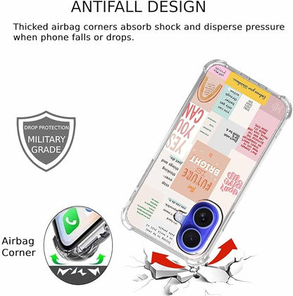 Case for iPhone 16 Plus with Motivational Quotes Design,Encouraging Words Collage Pattern for Teen,Soft TPU Bumper Phone Cover(16plus,Positive)