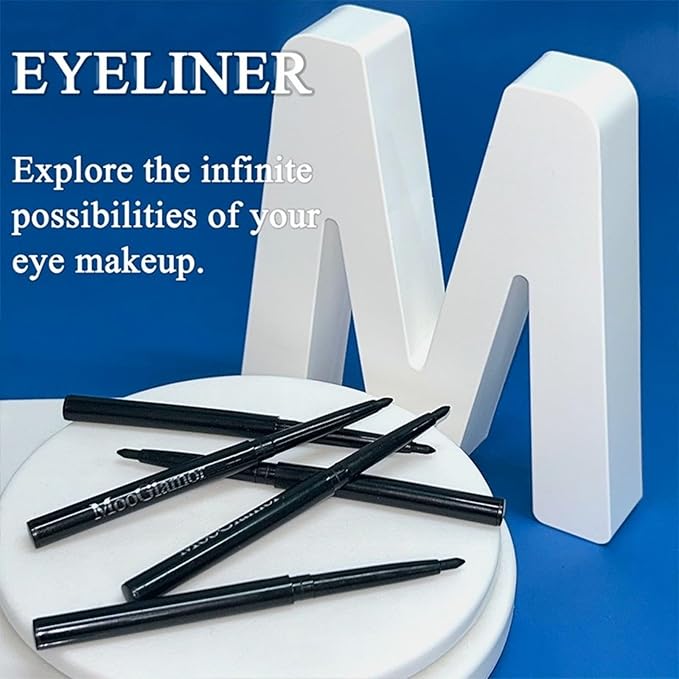 12 Pcs Black Eyeliner Pencil Gel Eyeliner Pen with Retractable and Waterproof Eye Liner for Black Bold and Defined Eye Liner