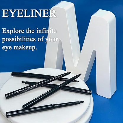 12 Pcs Black Eyeliner Pencil Gel Eyeliner Pen with Retractable and Waterproof Eye Liner for Black Bold and Defined Eye Liner