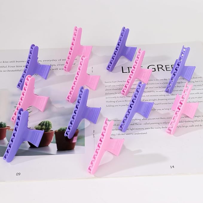 Ondder Pink Purple Butterfly Hair Claw Clips for Styling & Sectioning - Makeup Hair Accessories for Women & Girls