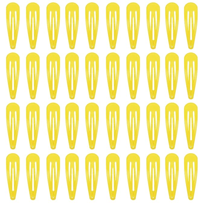 40 Counts Yellow Color Metal Snap Hair Clips 2 Inch Barrettes for Women Accessories