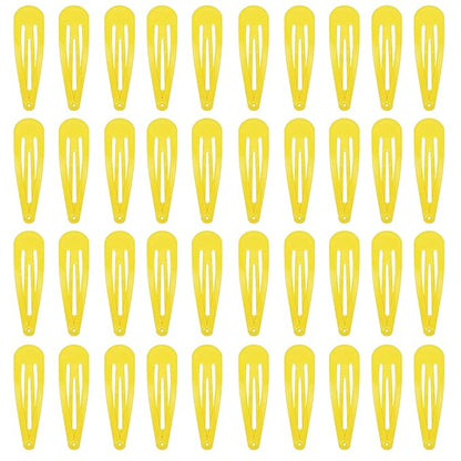 40 Counts Yellow Color Metal Snap Hair Clips 2 Inch Barrettes for Women Accessories