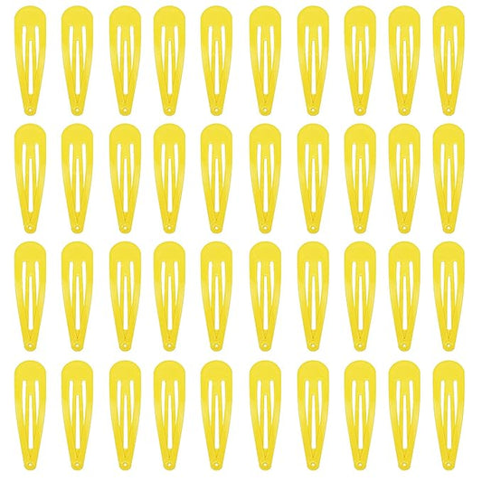 40 Counts Yellow Color Metal Snap Hair Clips 2 Inch Barrettes for Women Accessories