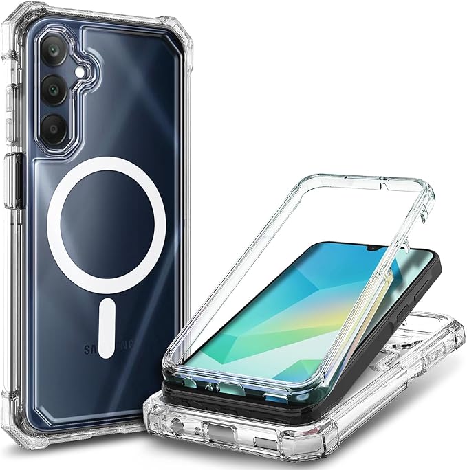 Designed for Samsung Galaxy A36-5G Phone Case, Magnetic Compatible with MagSafe, [Raised Corners Drop Protection] Shockproof Protective Bumper Cover (Clear)