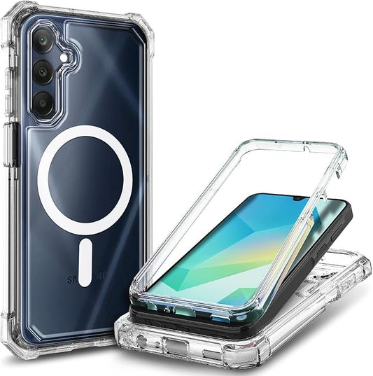 Designed for Samsung Galaxy A36-5G Phone Case, Magnetic Compatible with MagSafe, [Raised Corners Drop Protection] Shockproof Protective Bumper Cover (Clear)