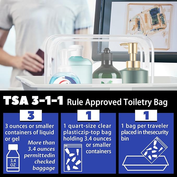16 Pieces Clear Cosmetic Bags, Transparent Makeup Bags for Travel, TSA Approved Toiletry Bag Waterproof Pouch with Zipper Vinyl Plastic Organizer Carry-on Travel Essentials (White-L)