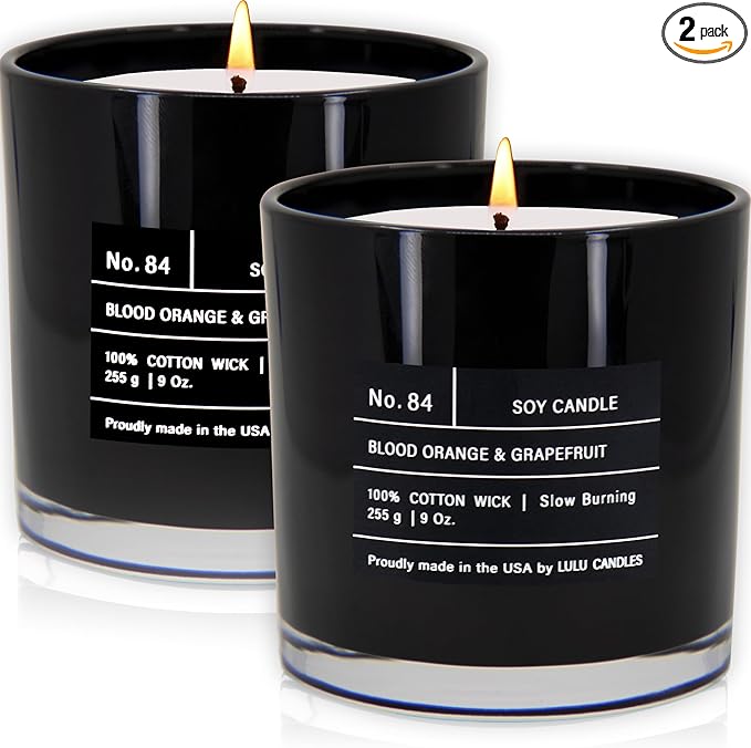 Lulu Candles | Blood Orange & Grapefruit | Luxury Scented Soy Jar Candle | Hand Poured in The USA | Highly Scented & Long Lasting (9 Oz. 2 Pack)