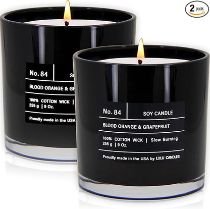Lulu Candles | Blood Orange & Grapefruit | Luxury Scented Soy Jar Candle | Hand Poured in The USA | Highly Scented & Long Lasting (9 Oz. 2 Pack)