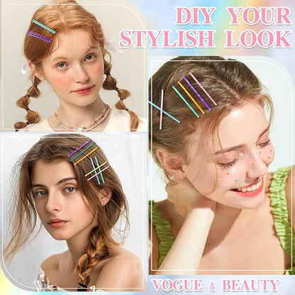 150 Pcs 2.2 Inch Mix Colorful Bobby Pin for Girls Women, Hair Pins with Cute Box, Colored Bobby Pins for Hair, Bobby Hair Pins Great for All Hair Types