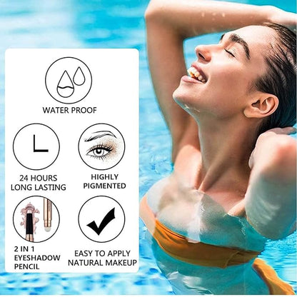 Nude Eyeshadow Stick Makeup pen, Cream Shimmer Smooth Eyes hadow Pencil Palette, Hypoallergenic Waterproof Long Lasting Highlighter, Eye Liner Pen, Multi-Dimensional Eyes Look
