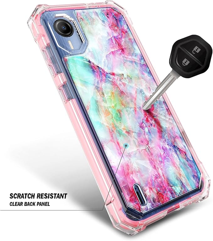 Compatible with Cricket Debut S2 / ATT Calypso 4 Phone Case with [Built-in Screen Protector], Full-Body Protective Shockproof Rugged Bumper Cover Case (Fantasy)