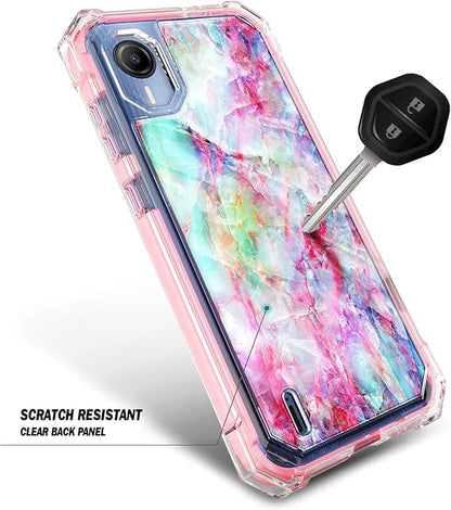 Compatible with Cricket Debut S2 / ATT Calypso 4 Phone Case with [Built-in Screen Protector], Full-Body Protective Shockproof Rugged Bumper Cover Case (Fantasy)