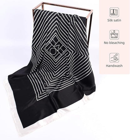 35 x 35 Women's Fashion Pattern Large Square Silk Like Hair Scarf Head Sleeping Wrap Satin Neck Bandana for Gift…