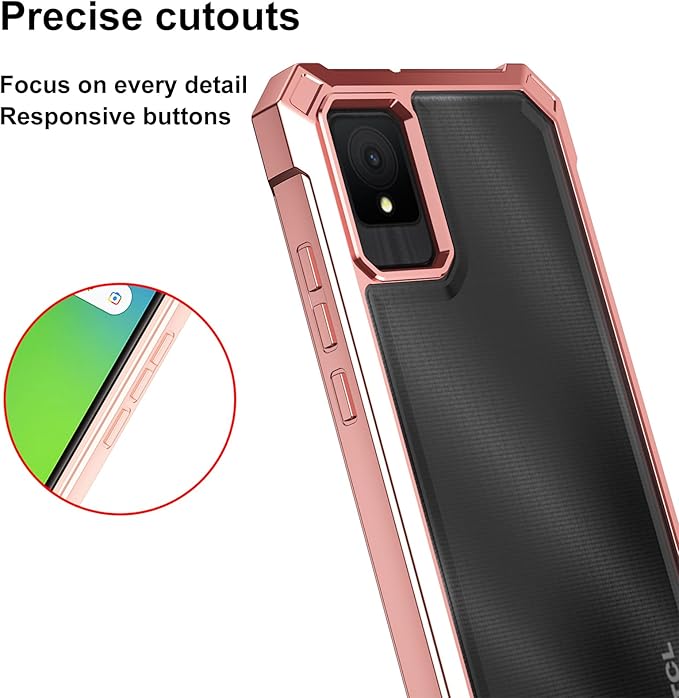 Ailiber for TCL K11 Case with Screen Protector, TCL K11 T432W Clear Case, Dual Layer Shockproof Bumper, Clear Transparent [Anti Yellowing], Slim Scratch-Resistant Cover-Rose Gold