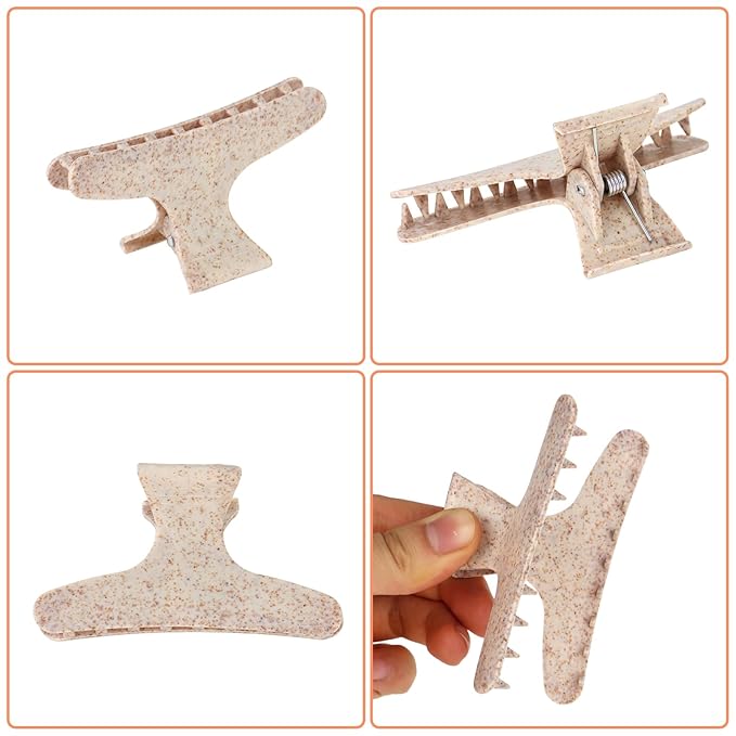 Ondder Beige Butterfly Hair Clips for Styling Sectioning Pro Salon Butterfly Plastic Claw Clips Hair Styling Clip Barber Clips for Cutting, Coloring Hair, Hair Accessories for Women Girls