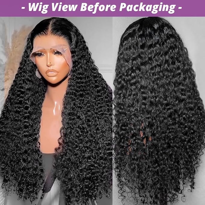 24 Inch Deep Wave Lace Front Wigs Human Hair 13x6 Curly HD Transparent Lace Front Wigs Human Hair 210% Density Pre Plucked with Baby Hair