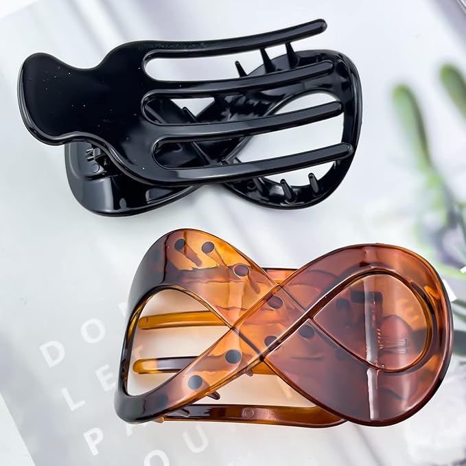 4 Pcs French Concord Flat Hair Clips, 3.35 Inch Curved Hair Claw Alligator Hair Clips Volume Strong Hold Banana Barrettes Hair Clamps Jaw Clips for Women