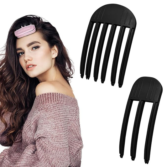 2Pack Hair Volume Clips ，Volume Hair Clips for Fluffy Bangs, Easy High Crown Volumizing Hair Clips for Women，Root Clips for Curly Hair Volume Tool Natural Voluminous Look (Black)