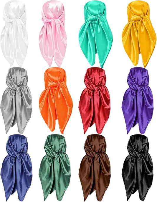 35" Satin Head Scarf Large Square Scarf Silk Feeling Fashion Hair Wrapping Scarves for Women Girls