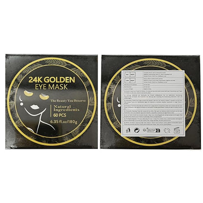 24k Gold Under Eye Patches, Eye Mask for Puffy Eyes Dark Circles Bags and Wrinkles, Moisturizing Fine Lines Under Eye Patches for Women (30 Pairs)