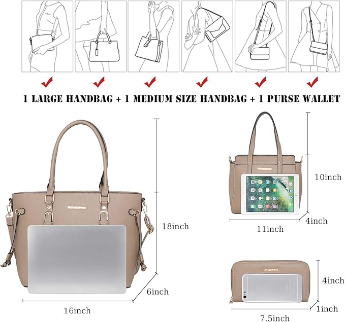 Montana West 3PCS Purses for Women Tote Bag and Wallet Set Shoulder Satchel Handbags
