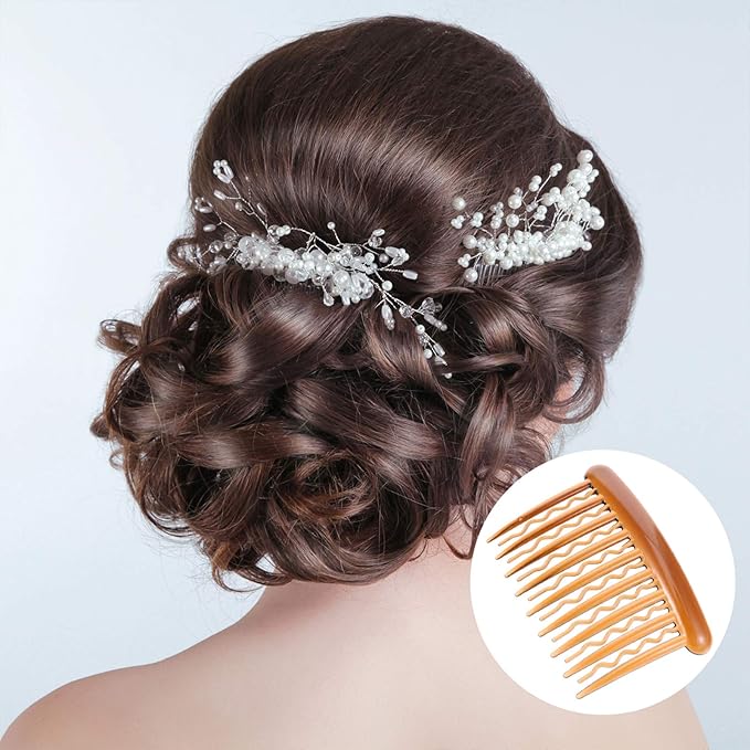 12 Pieces Plastic Teeth Hair Combs Tortoise Side Comb Hair Accessories(Black, Transparent, Dark Brown, Light Brown)