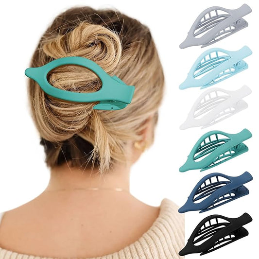 French Flat Hair Clips for Women - 6Pcs Flat Hair Claws for Thin Thick Hair Strong Hold No Slip Grip Hair Claw Clips for Women Girls