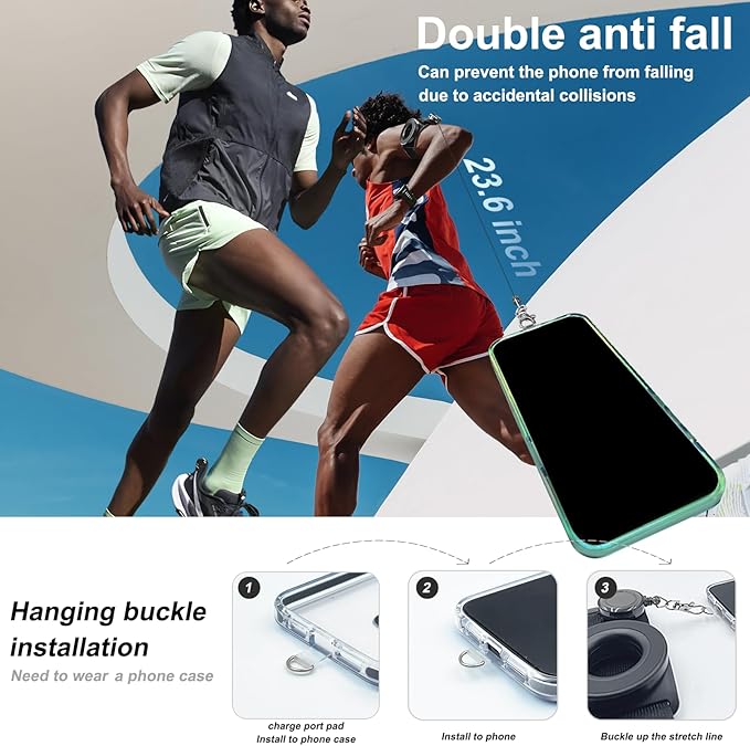 Magnetic Running Phone Holder for iPhone, extendable Anti Drop Rope 360 ° rotatable Magnetic arm with, Double arm Straps,Wristband, Phone Holder, for All Call Phone,iPhone/Sumsung