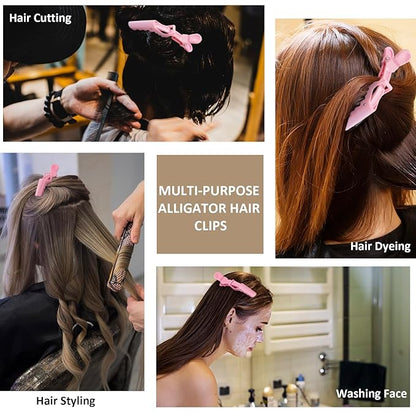 12Pcs Pink Hair Clips for Styling Sectioning, Alligator Hair Clips for Hair Salon, Hair Accessories for Women