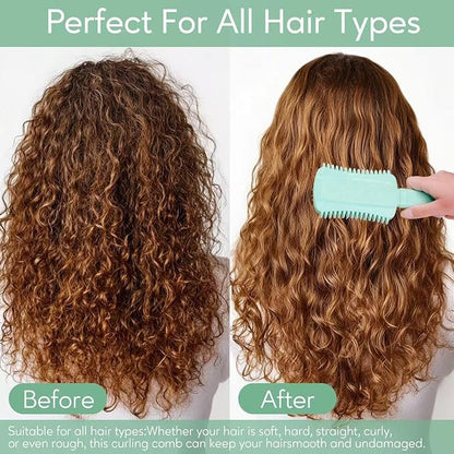 Curly Hair Brush Defining, Volume Curl Defining Brush for Effortlessly Detangling Shaping and Styling Women's Curls, Reduce Pulling (Green 1PC)