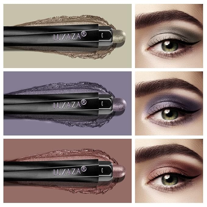 3PCS Cream Eyeshadow Sticks, Matte & Neutral Eye Shadow Makeup Pencil, Eye Brightener Highlighter, Waterproof & Long Lasting Shadow Stick & Eyeliner Set