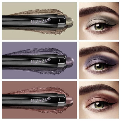 3PCS Cream Eyeshadow Sticks, Matte & Neutral Eye Shadow Makeup Pencil, Eye Brightener Highlighter, Waterproof & Long Lasting Shadow Stick & Eyeliner Set