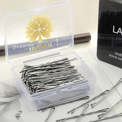 100PCS 2Inches Hair Pins Kit Hair Clips Secure Hold Bobby Pins Hair Clips for Women Girls and Hairdressing Salon With Clear Storage Box(Silver)